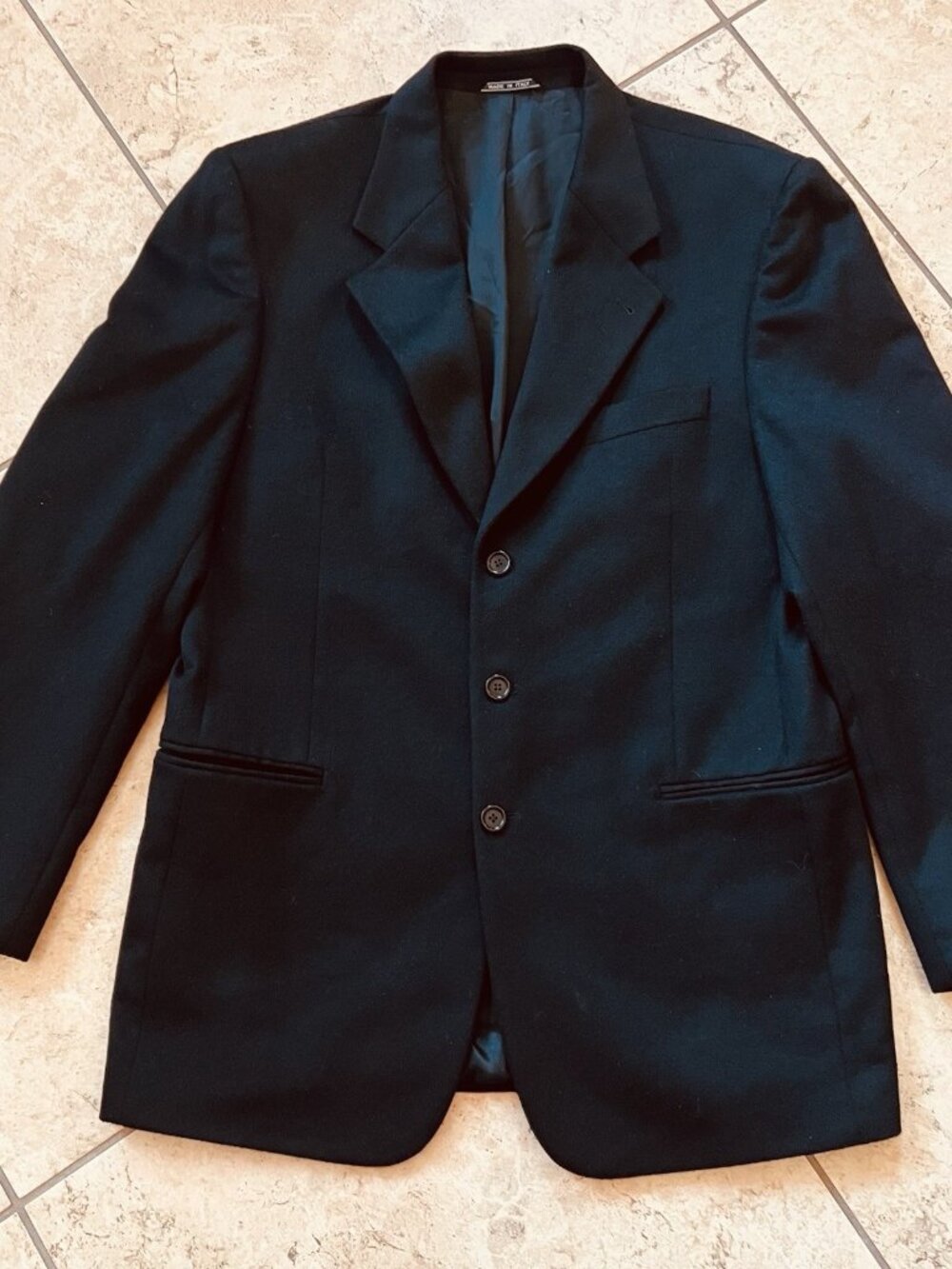 Lanificio Sz 40L ITALY 90% CASHMERE Today's Man Black 3 Button Blazer Jacket